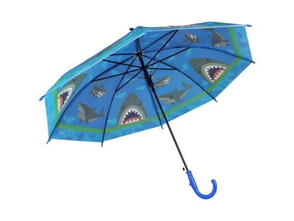 PARASOL DZIECIĘCY Z GWIZDKIEM 85CM 8 DRUTÓW PÓŁAUTOMAT - rekin