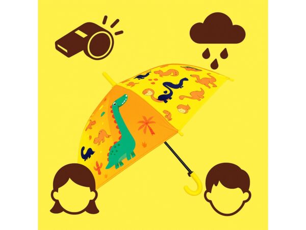 PARASOL DZIECIĘCY Z GWIZDKIEM 85CM 8 DRUTÓW PÓŁAUTOMAT - żółty