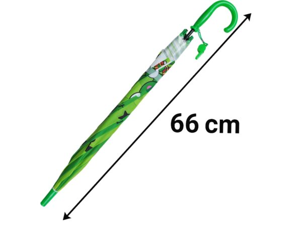 PARASOL DZIECIĘCY Z GWIZDKIEM 85CM 8 DRUTÓW PÓŁAUTOMAT - zielony