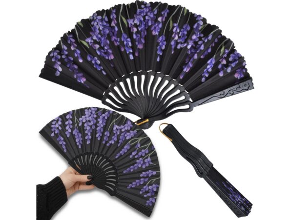 WACHLARZ MATERIAŁOWY KWIATY 25CM - fioletowe kwiaty