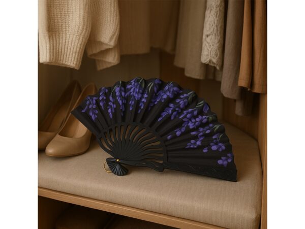 WACHLARZ MATERIAŁOWY KWIATY 25CM - fioletowe kwiaty