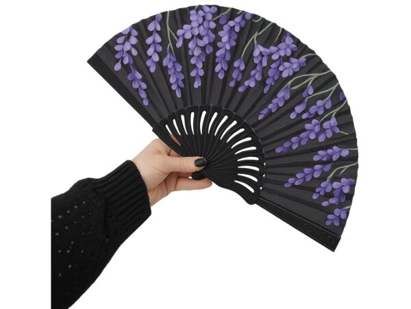 WACHLARZ MATERIAŁOWY KWIATY 25CM - fioletowe kwiaty