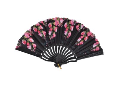 WACHLARZ MATERIAŁOWY KWIATY 25CM - różowe kwiaty