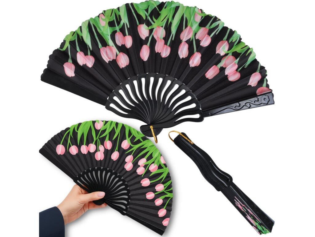 WACHLARZ MATERIAŁOWY KWIATY 25CM - różowe tulipany