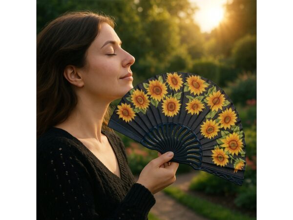 WACHLARZ MATERIAŁOWY KWIATY 25CM - słonecznik