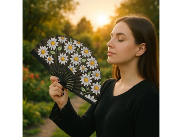 WACHLARZ MATERIAŁOWY KWIATY 25CM - stokrotki