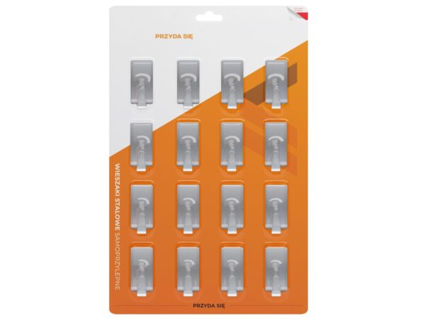 WIESZAKI SAMOPRZYLEPNE SREBRNE 16SZT 15x3,5cm