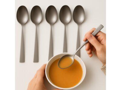 ŁYŻKA ŁYŻKI KOMPLET 6SZT 18CM - gładka kwadratowa