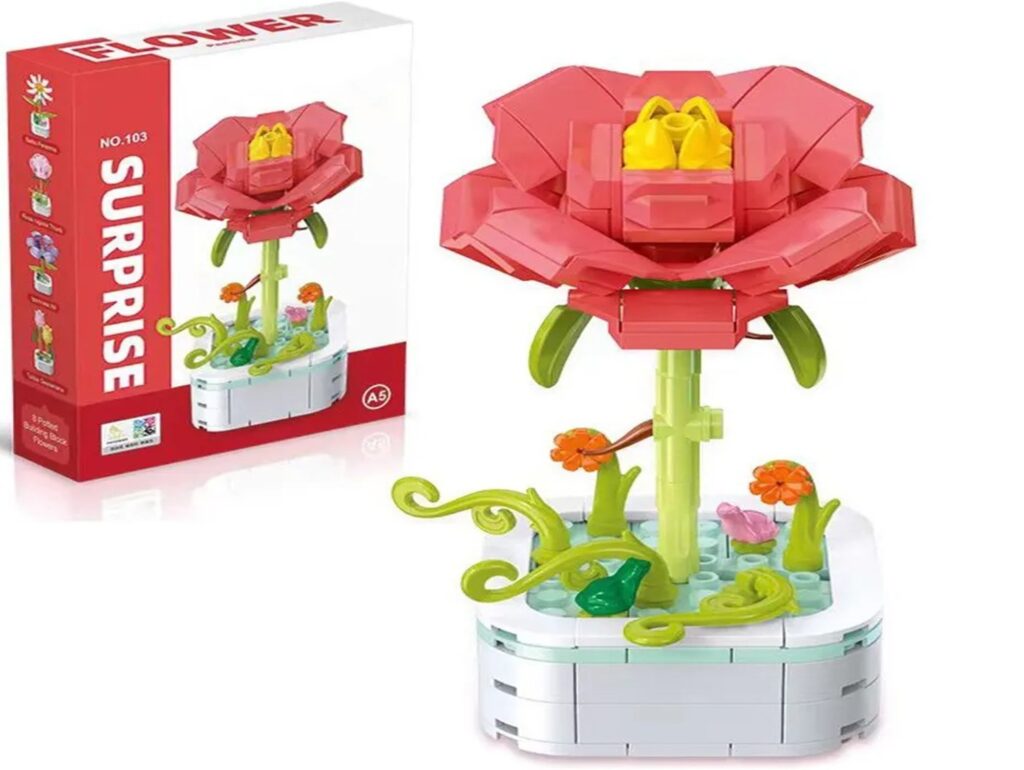 KLOCKI KONSTRUKCYJNE ZESTAW - kwiatek czerwony