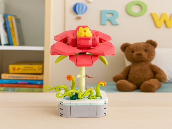 KLOCKI KONSTRUKCYJNE ZESTAW - kwiatek czerwony