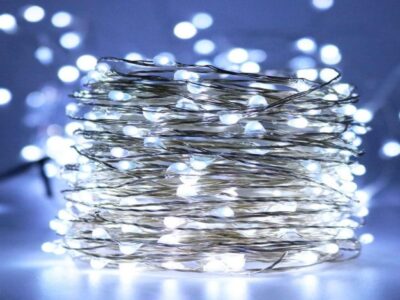 LAMPKI 200 LED DRUCIKI SOLARNE - zimny biały