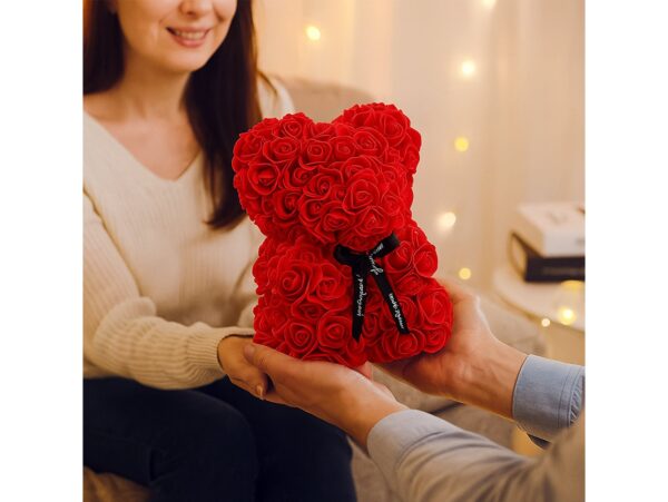 MIŚ Z RÓŻ 25CM Z PŁATKÓW RÓŻ PREZENT MATKI KOBIET