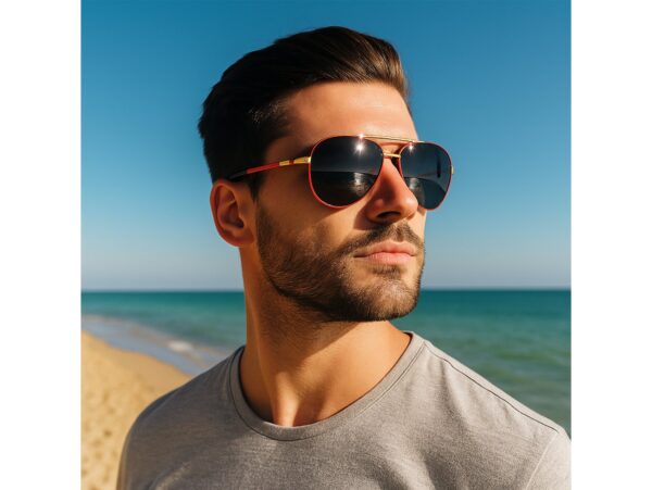 OKULARY PRZECIWSŁONECZNE MĘSKIE UV ETUI - czarny ze złotym