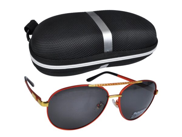 OKULARY PRZECIWSŁONECZNE MĘSKIE UV ETUI - czarny ze złotym