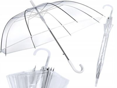 PARASOL PARASOLKA PRZEZROCZYSTA ŚLUB ŚLUBNY DUŻA
