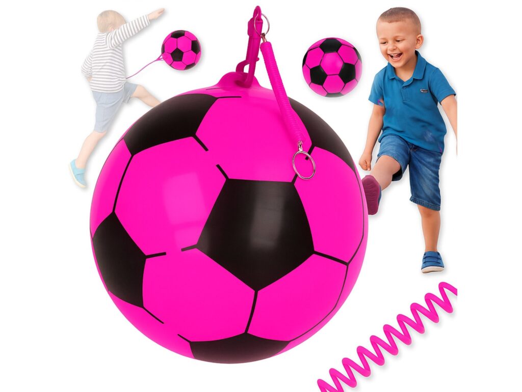 PIŁKA GUMOWA NA SPRĘŻYNCE 17CM - różowy