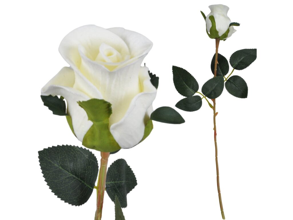 RÓŻA SZTUCZNA POJEDYNCZA REAL TOUCH 40CM (kwiat 6x5,5 cm) - biały