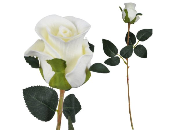 RÓŻA SZTUCZNA POJEDYNCZA REAL TOUCH 40CM (kwiat 6x5,5 cm) - biały