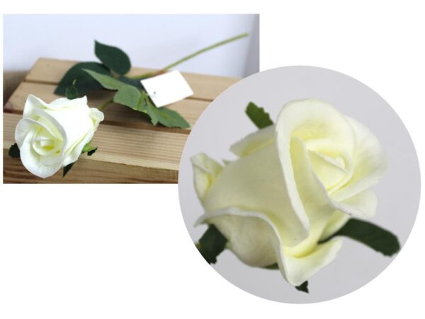 RÓŻA SZTUCZNA POJEDYNCZA REAL TOUCH 40CM (kwiat 6x5,5 cm) - biały