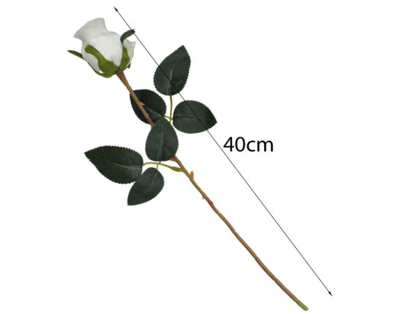 RÓŻA SZTUCZNA POJEDYNCZA REAL TOUCH 40CM (kwiat 6x5,5 cm) - biały