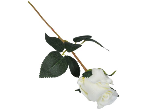 RÓŻA SZTUCZNA POJEDYNCZA REAL TOUCH 40CM (kwiat 6x5,5 cm) - biały