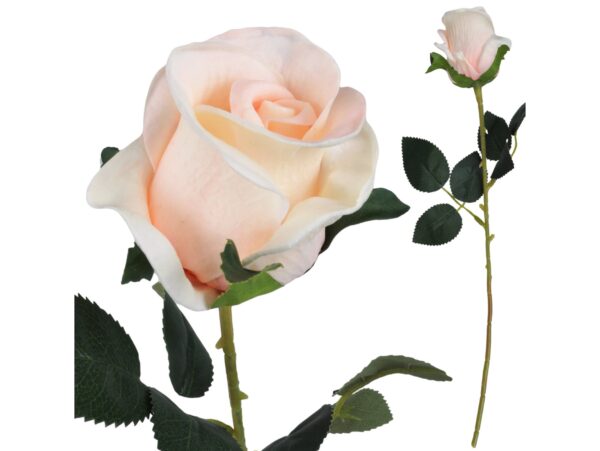 RÓŻA SZTUCZNA POJEDYNCZA REAL TOUCH 40CM (kwiat 6x5,5 cm) - ecru