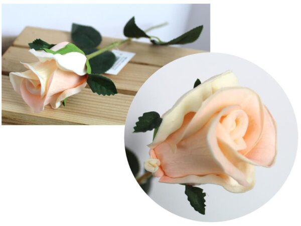 RÓŻA SZTUCZNA POJEDYNCZA REAL TOUCH 40CM (kwiat 6x5,5 cm) - ecru