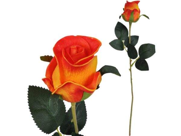 RÓŻA SZTUCZNA POJEDYNCZA REAL TOUCH 40CM (kwiat 6x5,5 cm) - pomarańczowy