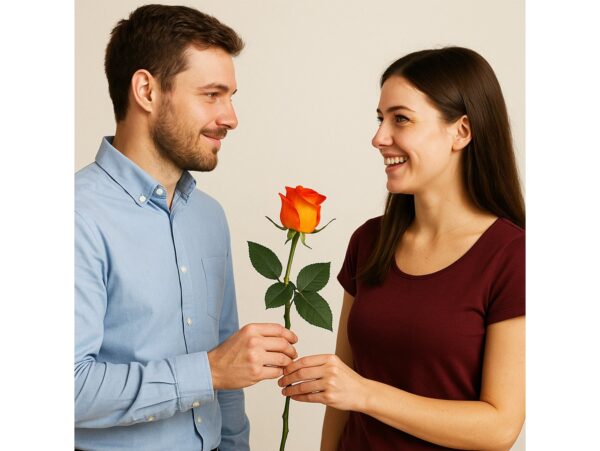 RÓŻA SZTUCZNA POJEDYNCZA REAL TOUCH 40CM (kwiat 6x5,5 cm) - pomarańczowy