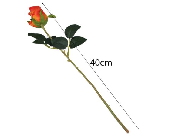 RÓŻA SZTUCZNA POJEDYNCZA REAL TOUCH 40CM (kwiat 6x5,5 cm) - pomarańczowy
