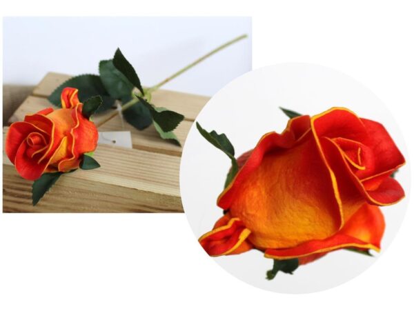 RÓŻA SZTUCZNA POJEDYNCZA REAL TOUCH 40CM (kwiat 6x5,5 cm) - pomarańczowy
