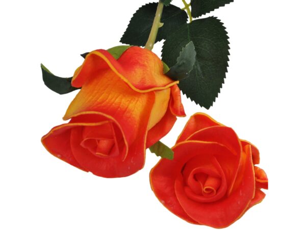 RÓŻA SZTUCZNA POJEDYNCZA REAL TOUCH 40CM (kwiat 6x5,5 cm) - pomarańczowy