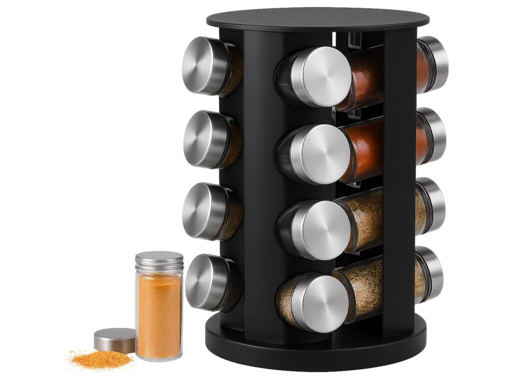 STOJAK NA PRZYPRAWY OBROTOWY 29x19cm - czarny