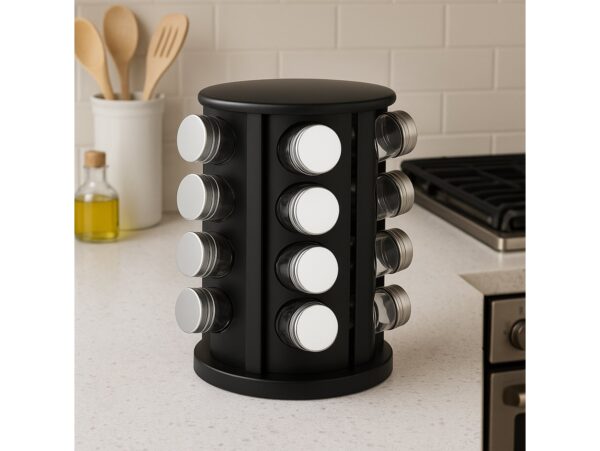 STOJAK NA PRZYPRAWY OBROTOWY 29x19cm - czarny