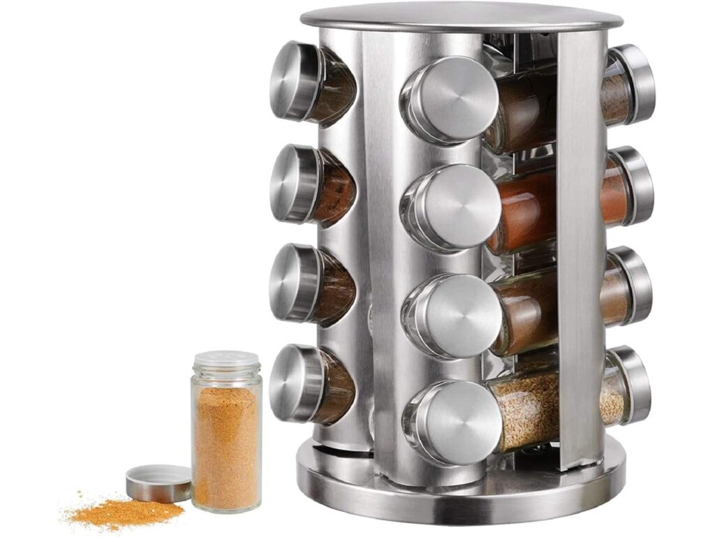 STOJAK NA PRZYPRAWY OBROTOWY 29x19cm - srebrny