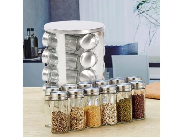 STOJAK NA PRZYPRAWY OBROTOWY 29x19cm - srebrny