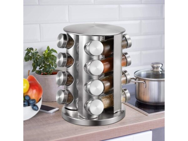 STOJAK NA PRZYPRAWY OBROTOWY 29x19cm - srebrny