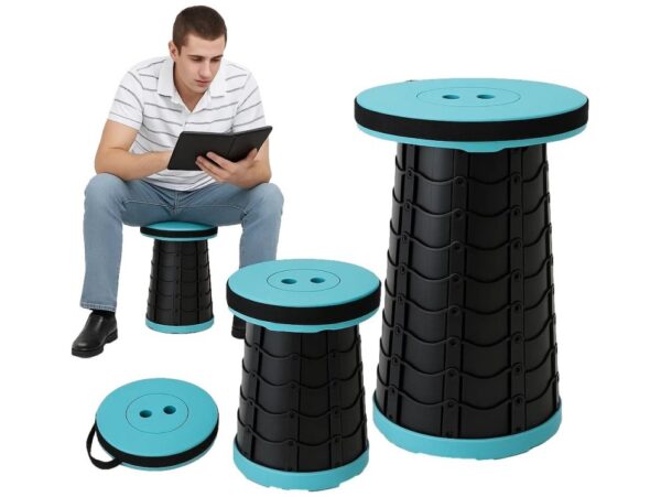 TABORET STOŁEK SKŁADANY - jasny niebieski