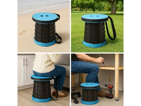 TABORET STOŁEK SKŁADANY - jasny niebieski