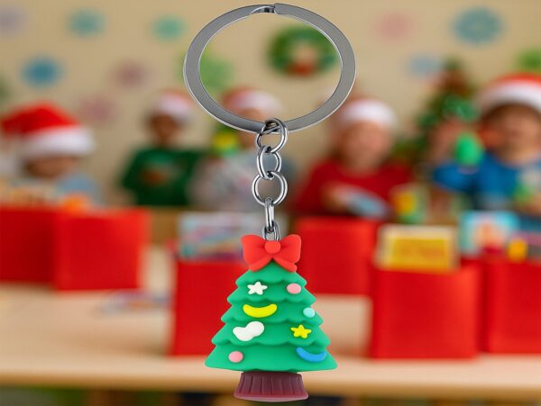 BRELOK ŚWIĄTECZNY Z GUMY 3,5x2,5cm - choinka