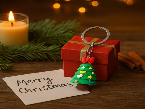 BRELOK ŚWIĄTECZNY Z GUMY 3,5x2,5cm - choinka