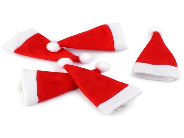 CZAPKA MIKOŁAJA NA BUTELKĘ SZTUĆCE 10SZT OZDOBY