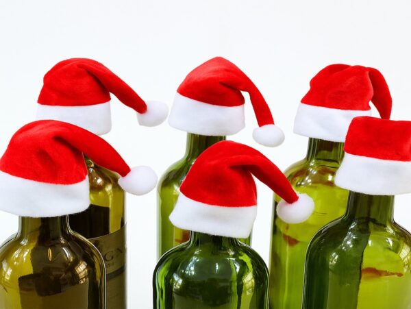 CZAPKA MIKOŁAJA NA BUTELKĘ SZTUĆCE 10SZT OZDOBY