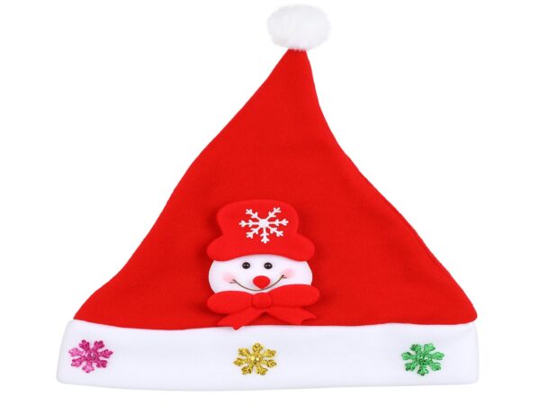 CZAPKA ŚWIĘTEGO MIKOŁAJA Z OZDOBĄ 24x30cm - bałwan