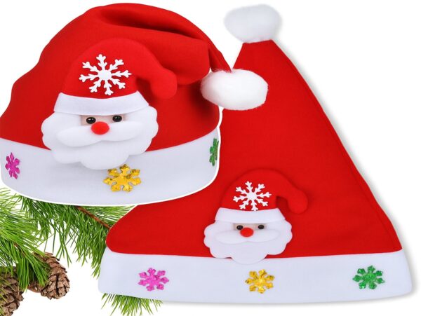 CZAPKA ŚWIĘTEGO MIKOŁAJA Z OZDOBĄ 24x30cm - mikołaj