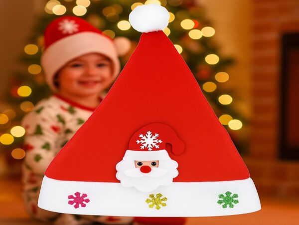 CZAPKA ŚWIĘTEGO MIKOŁAJA Z OZDOBĄ 24x30cm - mikołaj