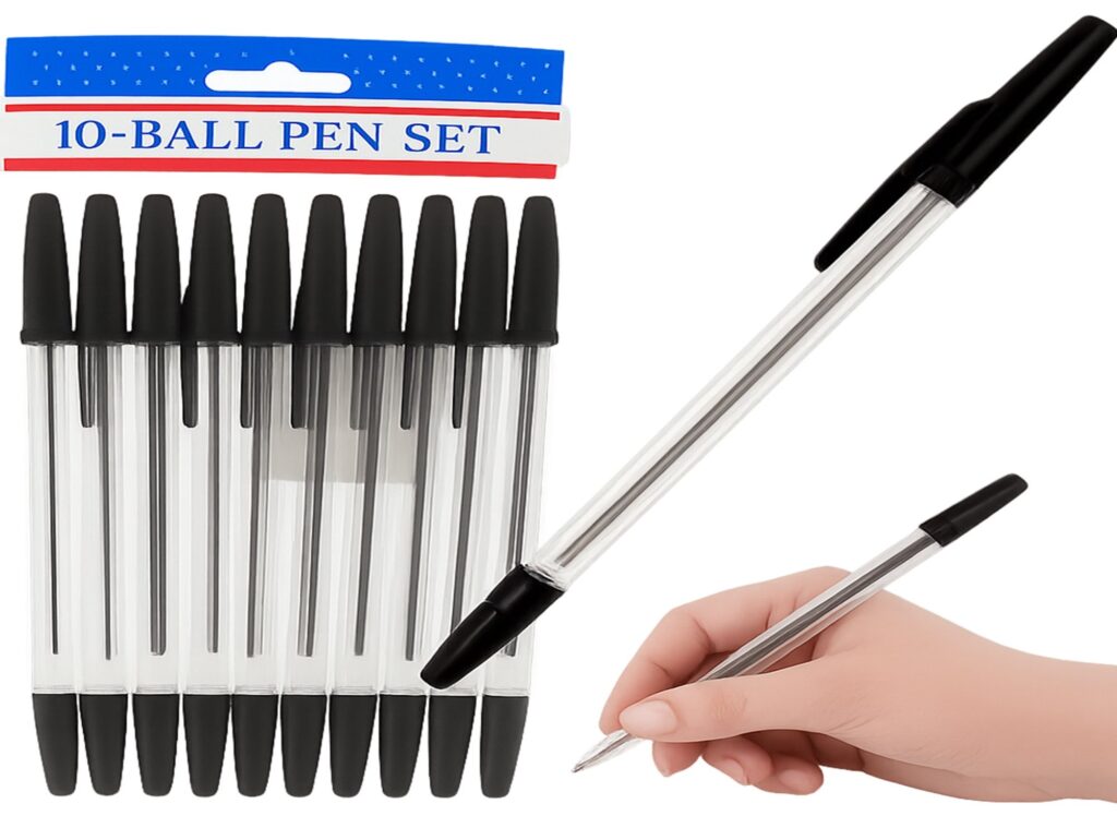 DŁUGOPISY TRADYCYJNE 10SZT - czarny