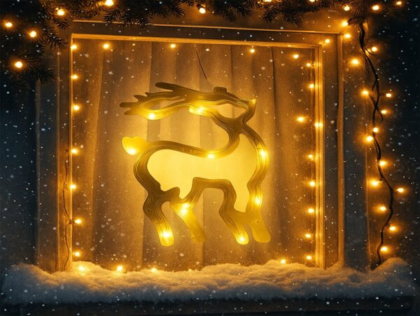 DEKORACJA NA OKNO LED BOŻE NARODZENIE 22x22 - renifer