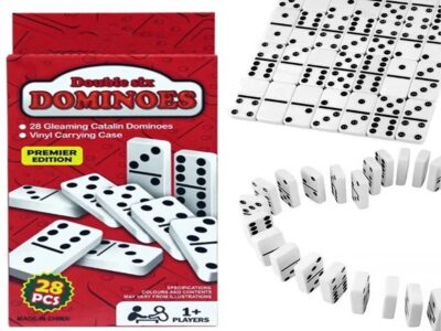 GRA DOMINO PLASTIKOWE TRADYCYJNE - czarno-białe