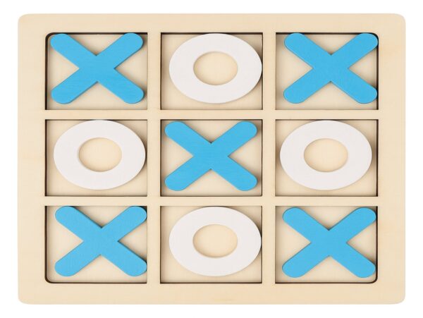 GRA KÓŁKO I KRZYŻYK DRENIANE KLOCKI 15x15cm - biało-niebieski